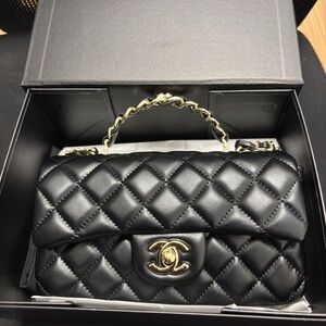 Chanel Black Quilted Shoulder Bag with Gold Accents